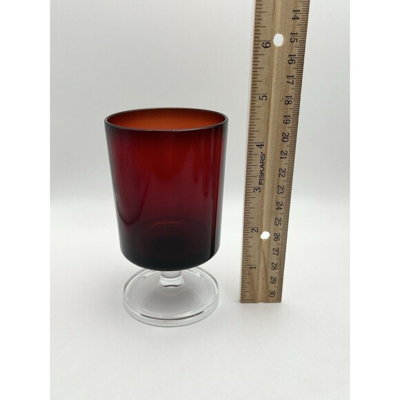 Vintage Cristal D’Arques Durand Ruby Red Cavalier Wine Glasses Set of 4 France - Picture 7 of 8
